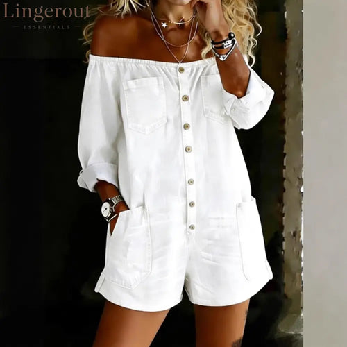 Effortlessly Cool Off-Shoulder Denim Romper