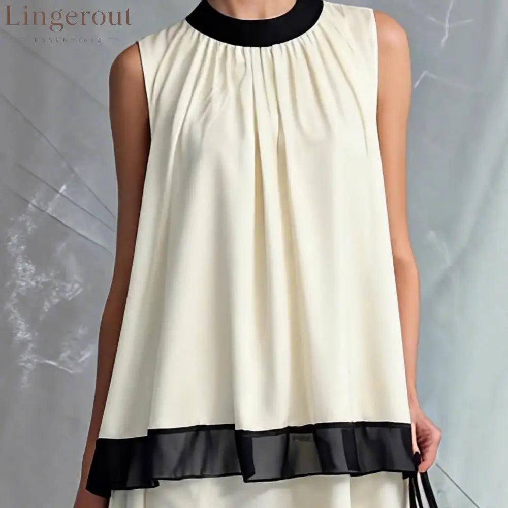 Elegant Black & White Tiered Two-Piece Maxi Set