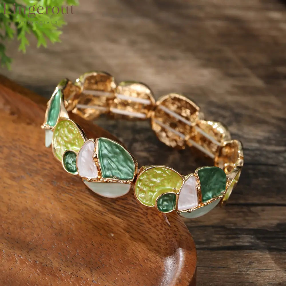 Elegant Pastel Stone Bangle Bracelet