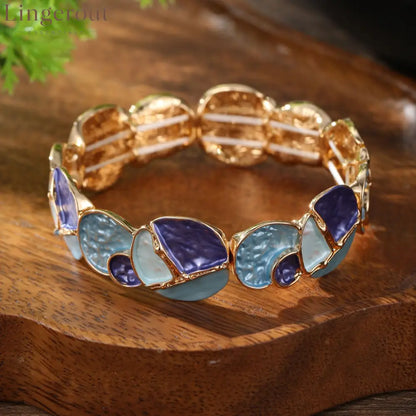 Elegant Pastel Stone Bangle Bracelet