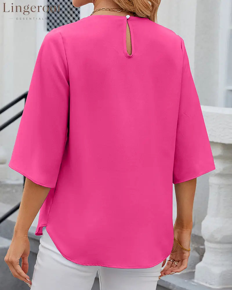 Elegant solid color Half Sleeve Blouse