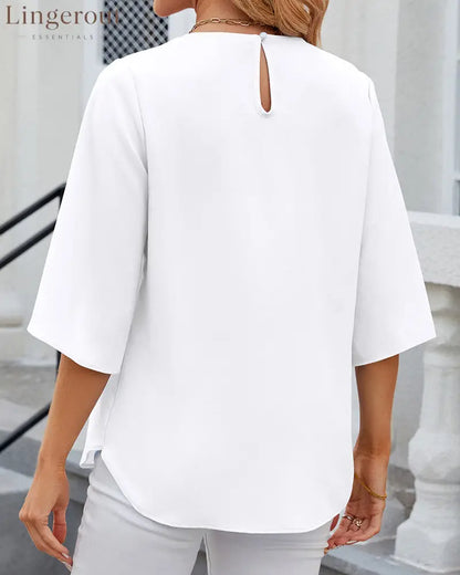 Elegant solid color Half Sleeve Blouse