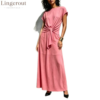 Elegant White Twist-Front Semi-Sheer Maxi Dress