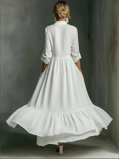 Elegant Women’s Printed Maxi Dress With Ruffle Details.