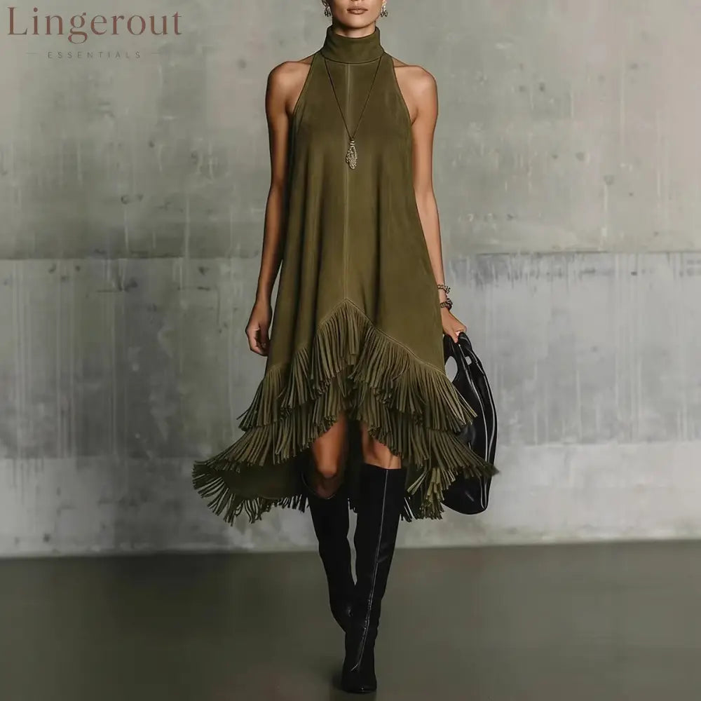 Fashion Tassel Vest Women’S Slim Sleeveless Vest Dress