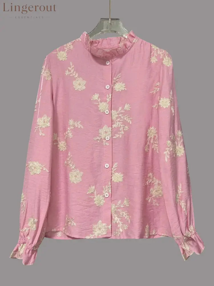 Flower Button Up Long Sleeve Shirt