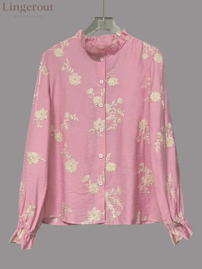 Flower Button Up Long Sleeve Shirt