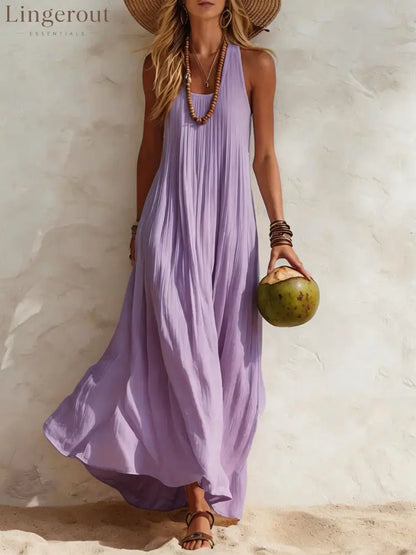 Flowy Halter Maxi Dress - Violet / S