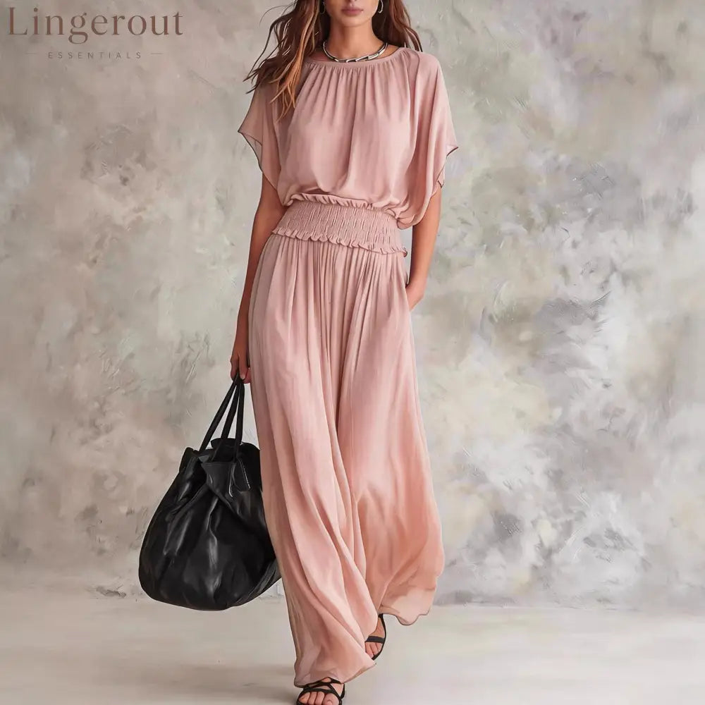 Flowy Wide-Leg Smocked Waist Jumpsuit