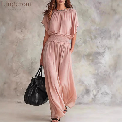 Flowy Wide-Leg Smocked Waist Jumpsuit