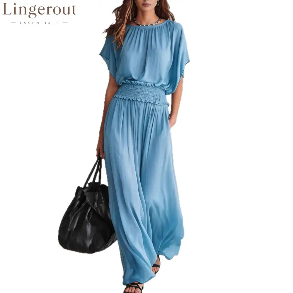 Flowy Wide-Leg Smocked Waist Jumpsuit