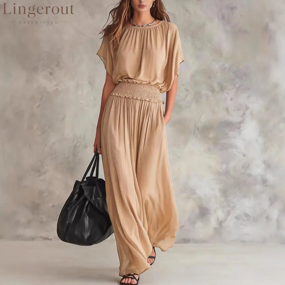 Flowy Wide-Leg Smocked Waist Jumpsuit