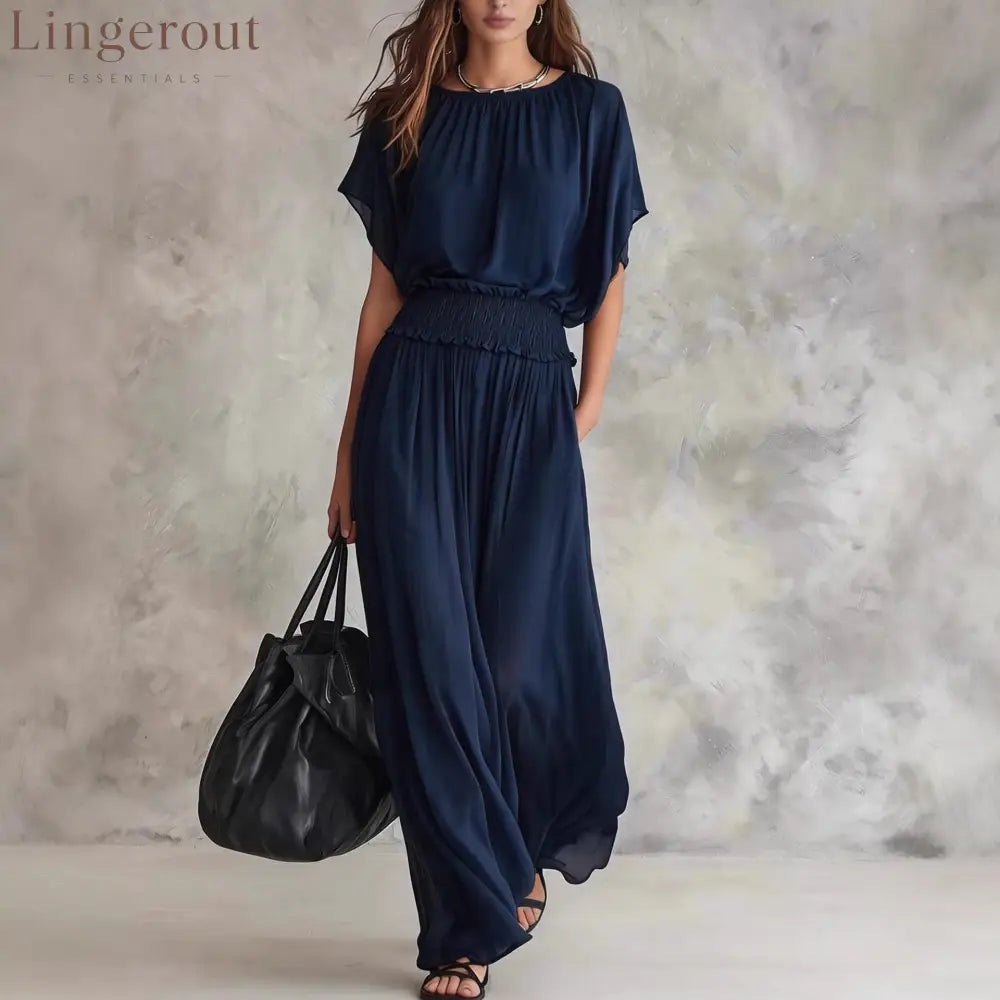 Flowy Wide-Leg Smocked Waist Jumpsuit