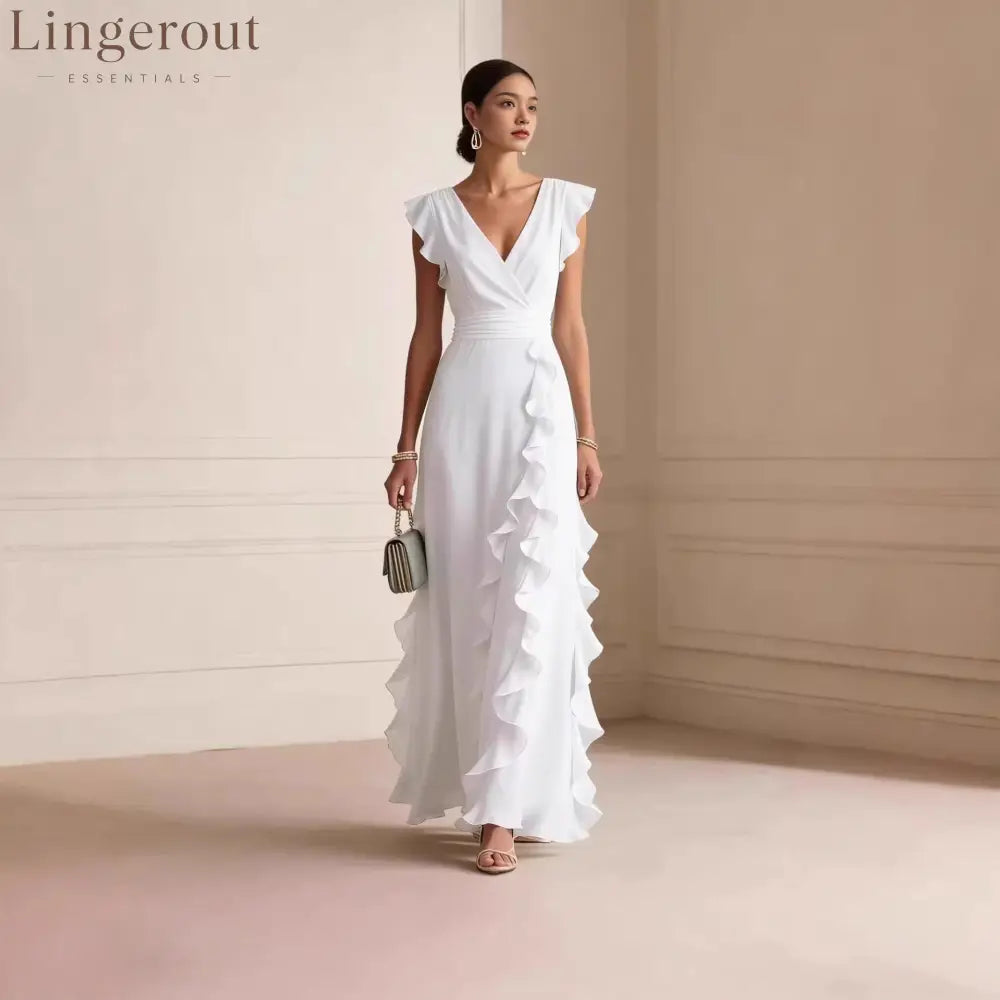 Flutter Sleeve Ruffle Maxi Dress