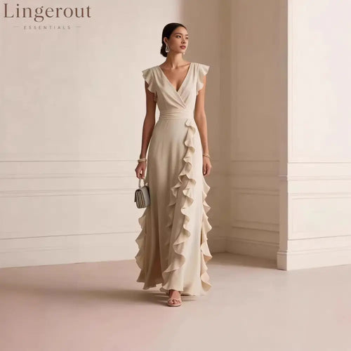 Flutter Sleeve Ruffle Maxi Dress