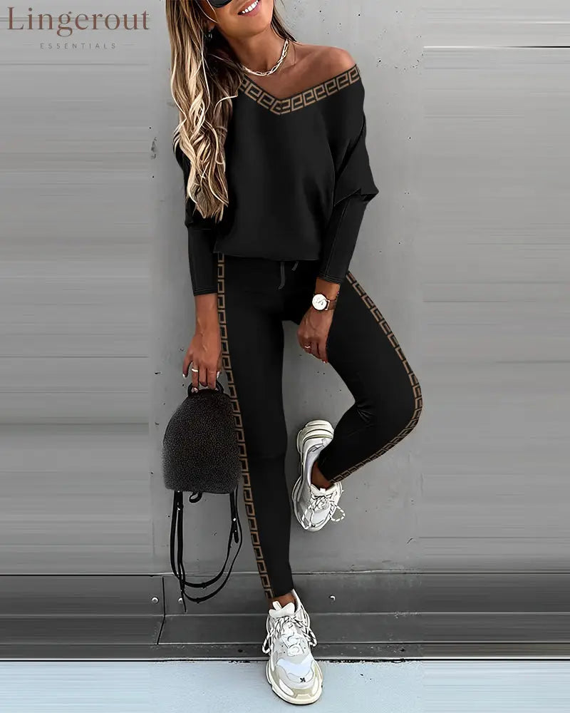 Geo Tape Patch Gigot Sleeve Top & Pants Set