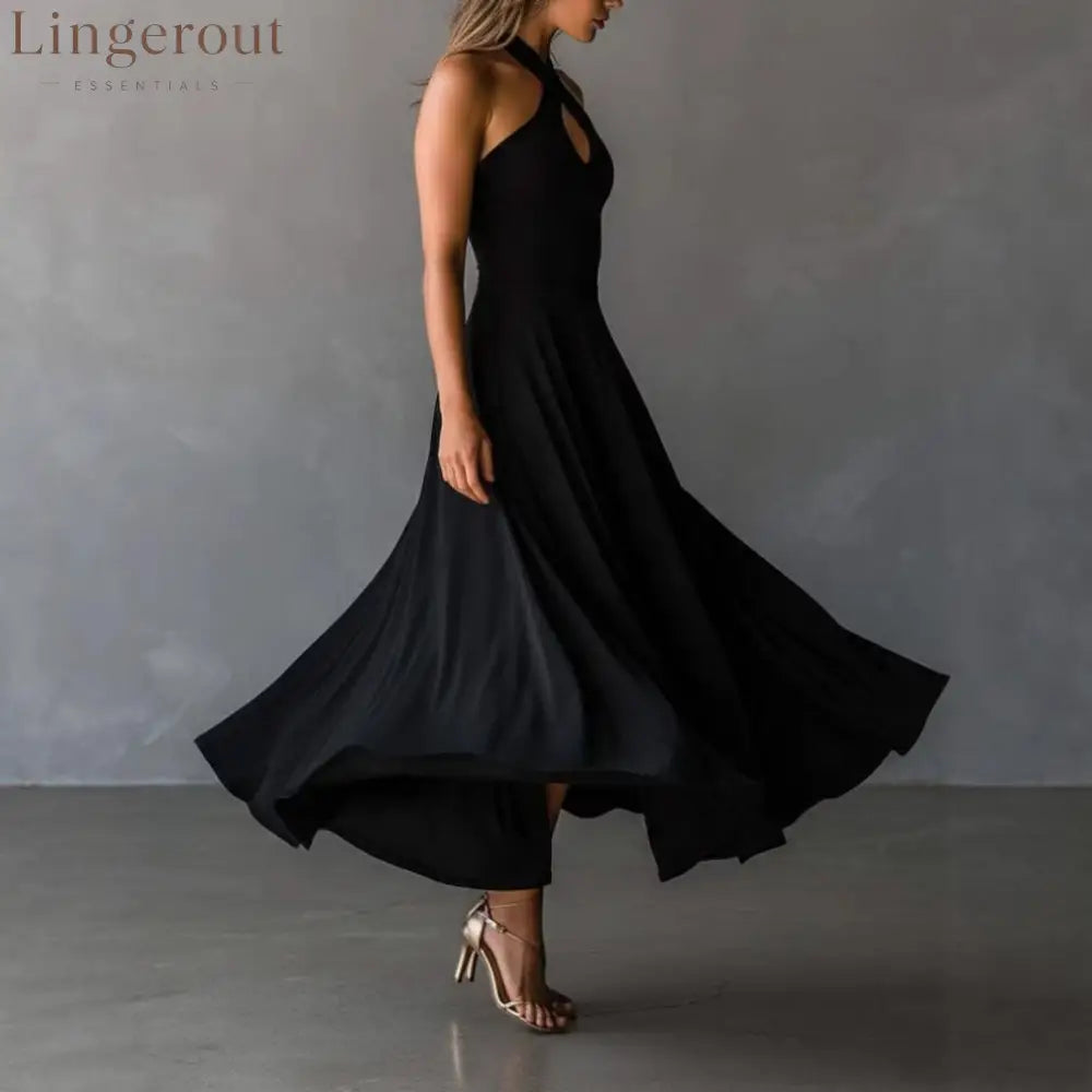 🌟 Halter Neck Sleeveless Midi Dress