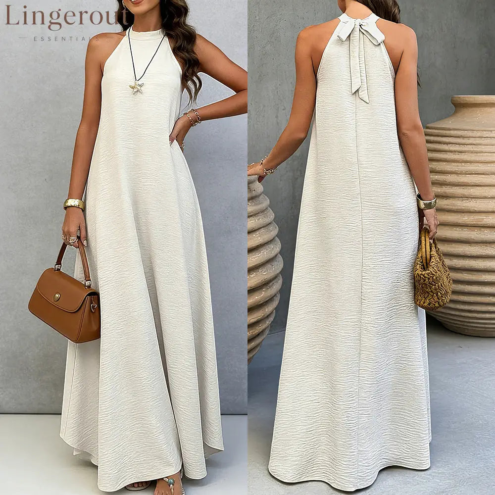 Halter Neck Tie-Back Maxi Dress
