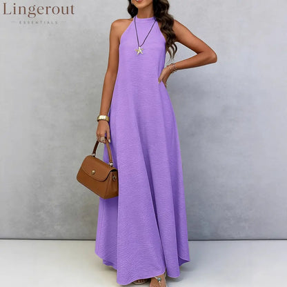 Halter Neck Tie-Back Maxi Dress