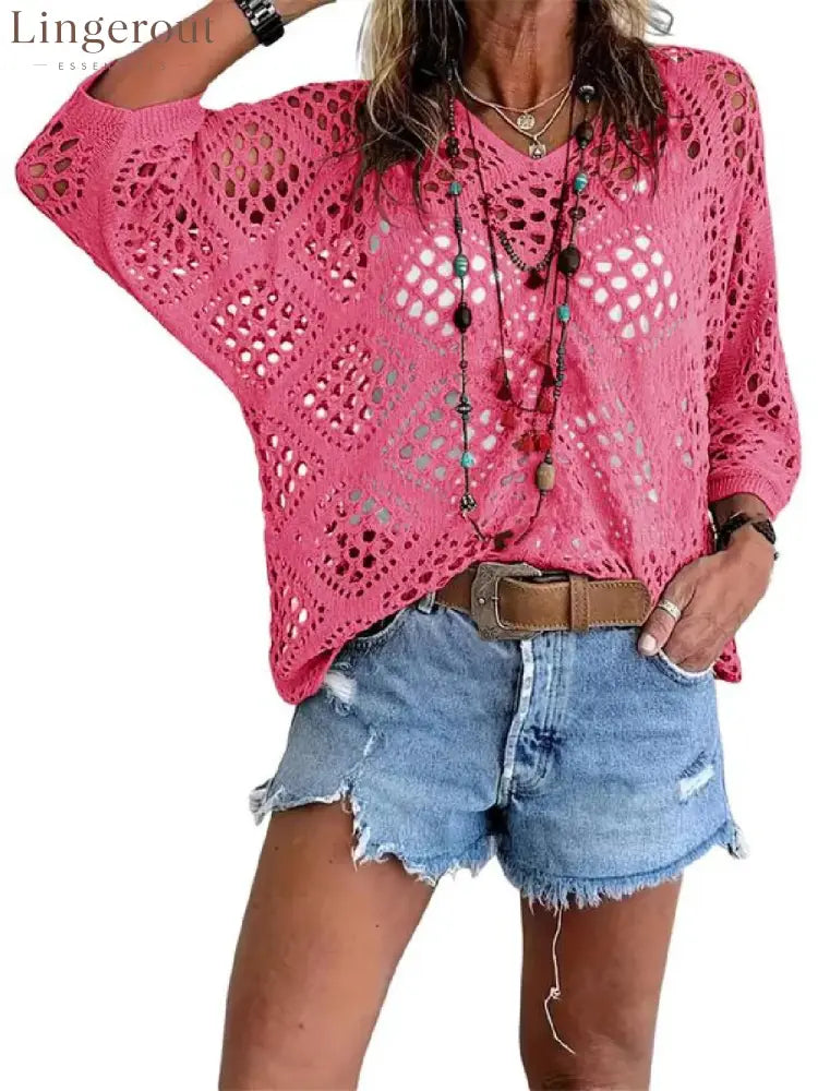 ? Handmade Crochet V‐Neck Boho Top | Apricot Summer Essential