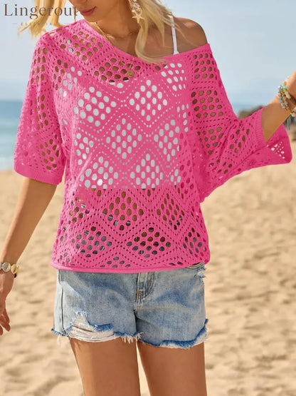 ? Handmade Crochet V‐Neck Boho Top | Apricot Summer Essential