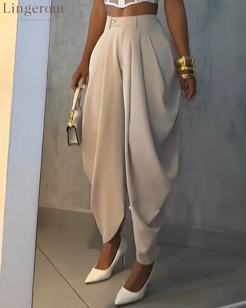 High Waist Loose Ruched Irregular Casual Pants