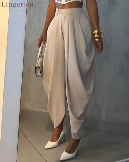 High Waist Loose Ruched Irregular Casual Pants
