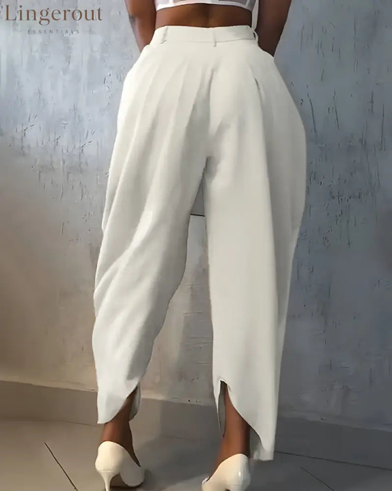 High Waist Loose Ruched Irregular Casual Pants