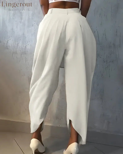 High Waist Loose Ruched Irregular Casual Pants