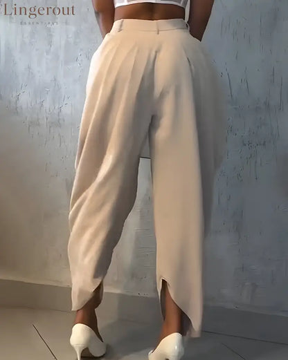 High Waist Loose Ruched Irregular Casual Pants