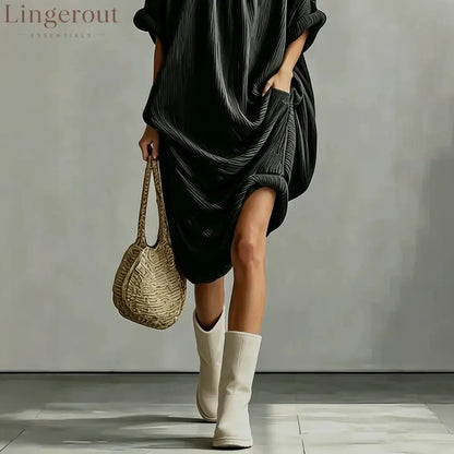 Hooded Crinkle Oversized Midi Dress