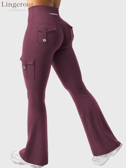 hugmecurve Hedda 32’’ CoreFlex Flared Leggings - Dark Cherry / XS