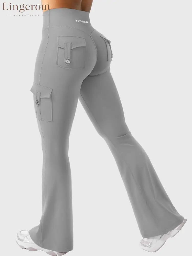 hugmecurve Hedda 32’’ CoreFlex Flared Leggings - Light Grey / XS