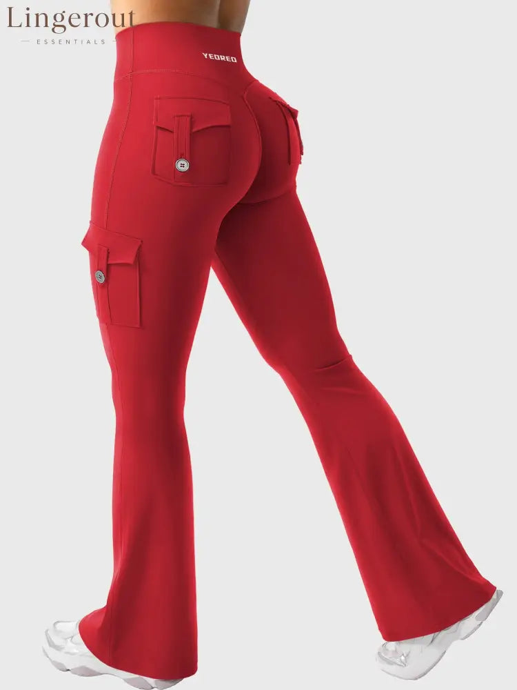 hugmecurve Hedda 32’’ CoreFlex Flared Leggings - Red / XS