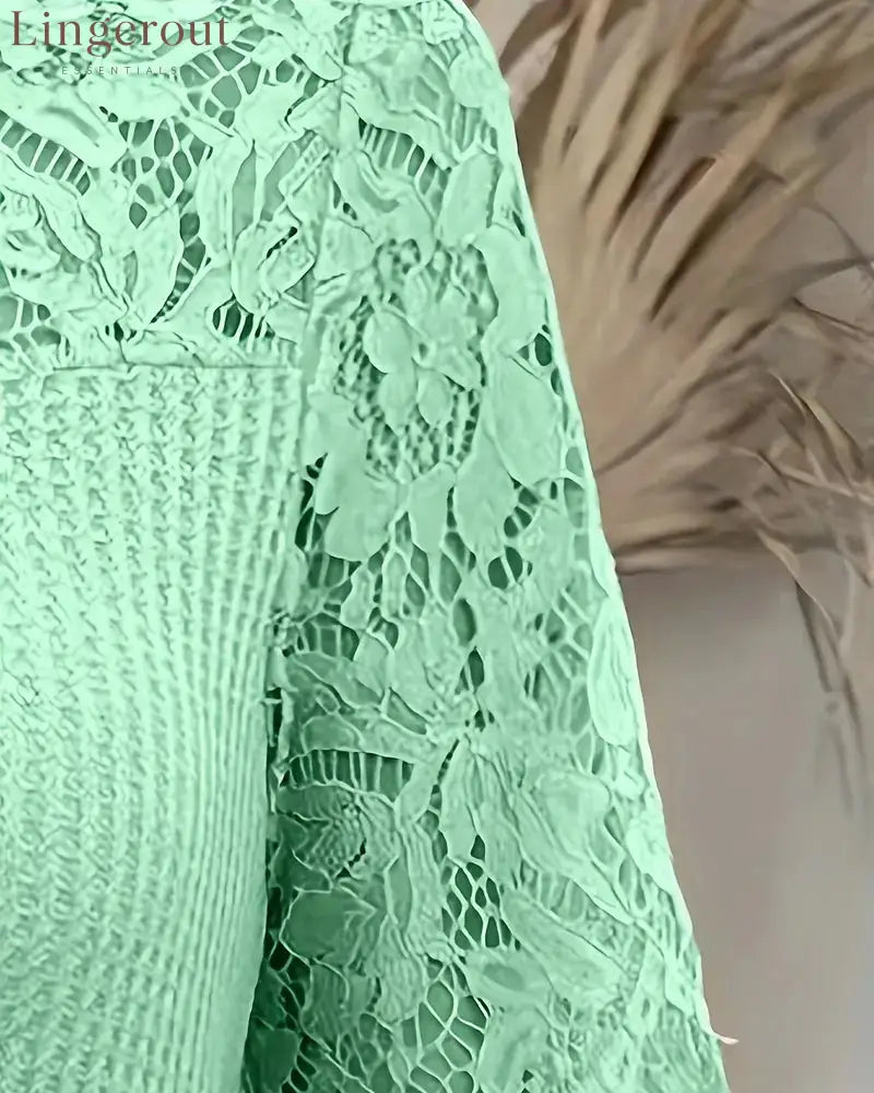 Lace Panel Knitted T-Shirt
