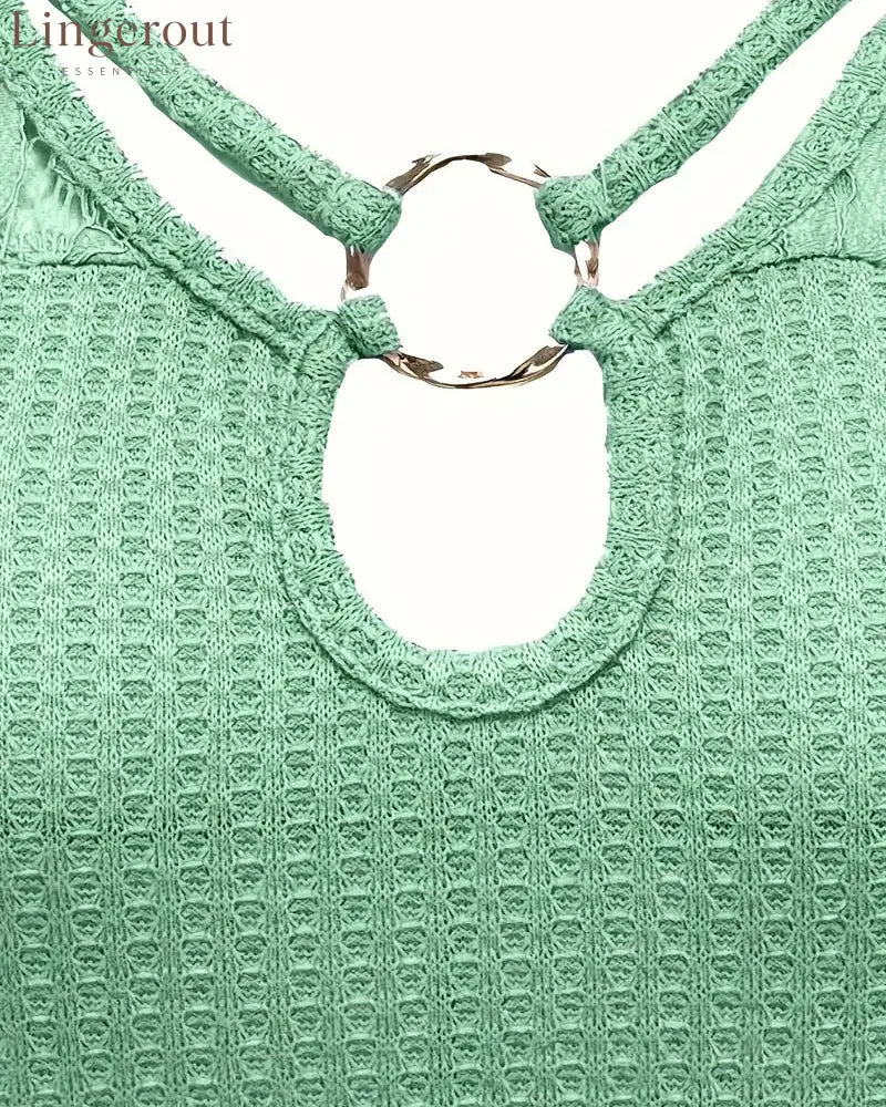 Lace Panel Knitted T-Shirt