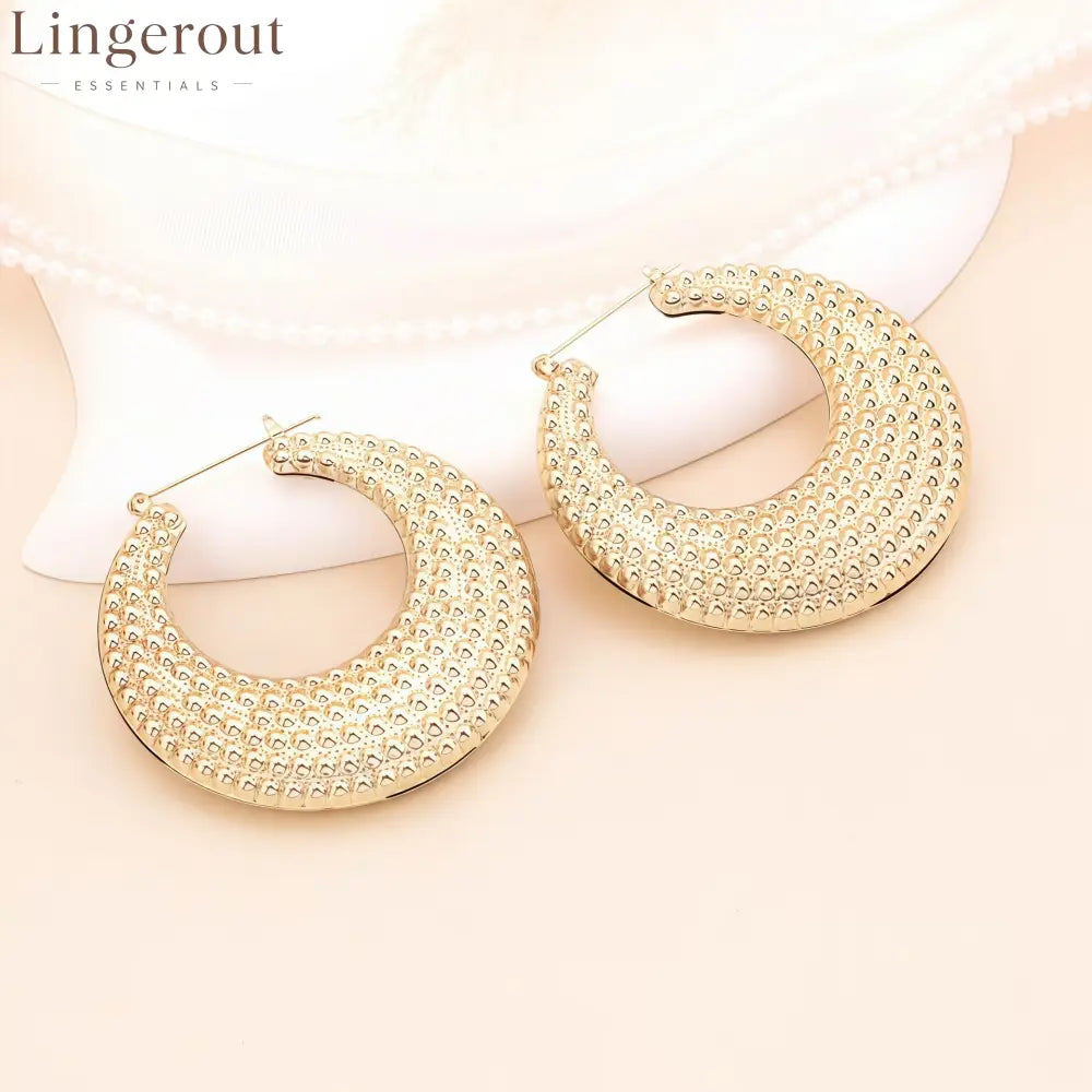 Large Hammered Teardrop Hoop Earrings Bold Textured 14K Gold Plated Statement Hoops