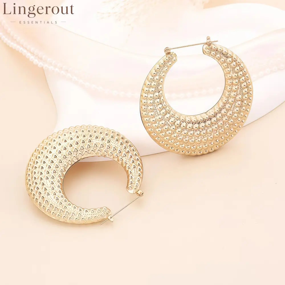 Large Hammered Teardrop Hoop Earrings Bold Textured 14K Gold Plated Statement Hoops