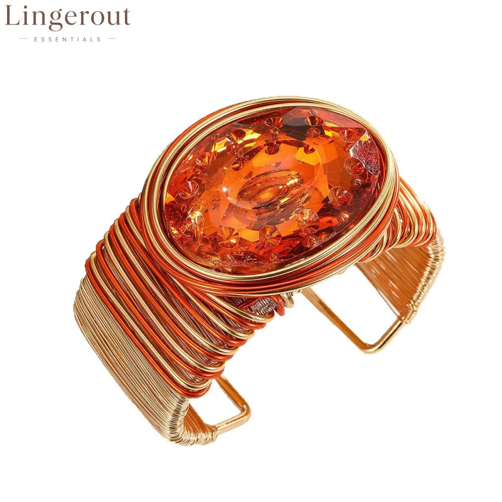 Large Wire Wrapped Crystal Bracelet Bangle with Aluminum Wire for Women Career Functions