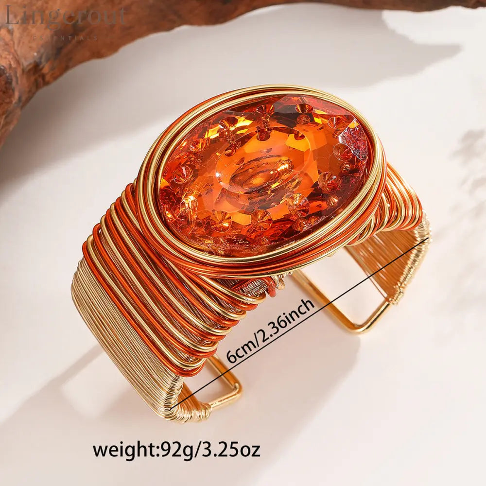 Large Wire Wrapped Crystal Bracelet Bangle with Aluminum Wire for Women Career Functions