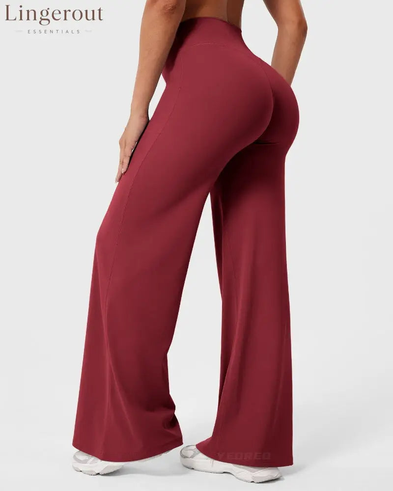 Leggings High-Waist Straight-Leg No Front Seam Buttery Soft Gym Yoga Pants for Women Fitness Tights - Anchor Red / S