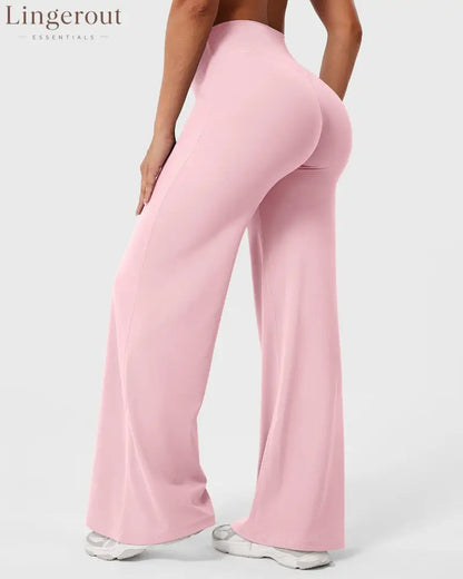 Leggings High-Waist Straight-Leg No Front Seam Buttery Soft Gym Yoga Pants for Women Fitness Tights - Baby Pink / S