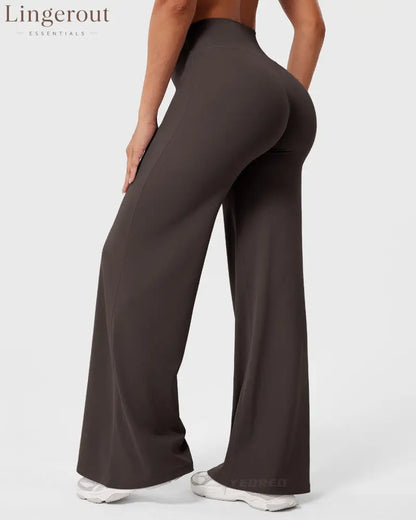 Leggings High-Waist Straight-Leg No Front Seam Buttery Soft Gym Yoga Pants for Women Fitness Tights - Dark Brown / S