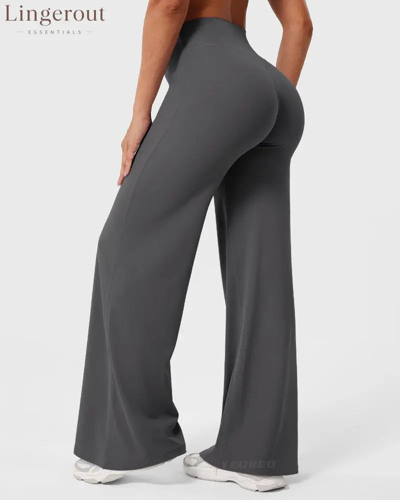 Leggings High-Waist Straight-Leg No Front Seam Buttery Soft Gym Yoga Pants for Women Fitness Tights - Dark Grey / S