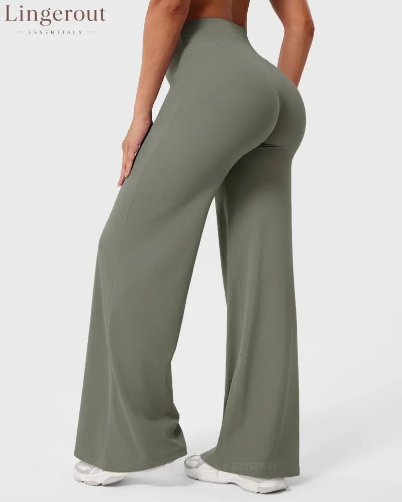 Leggings High-Waist Straight-Leg No Front Seam Buttery Soft Gym Yoga Pants for Women Fitness Tights - Grey Green / S