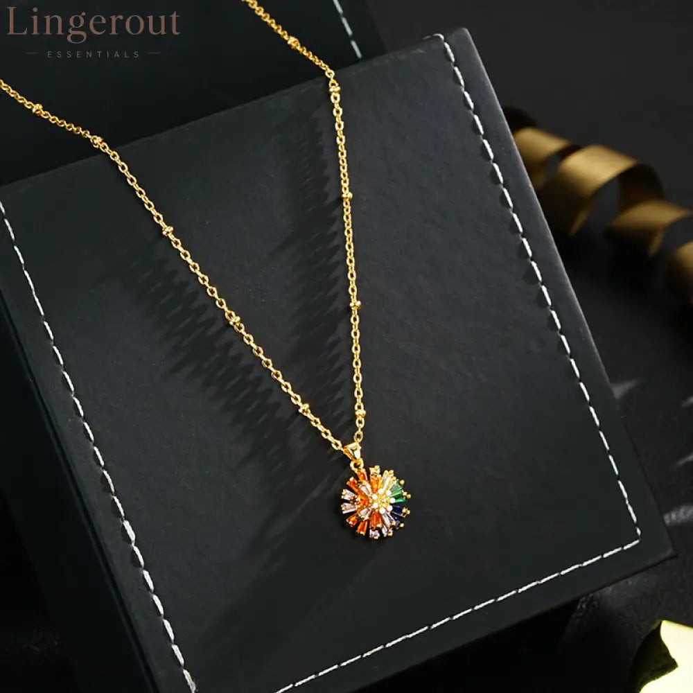 ✨ LIMITED-TIME 30% OFF! ✨ Colorful Firework Stud Earrings – Cubic Zirconia 18K Plated Festive 🎆 - 🔥 Only Necklace