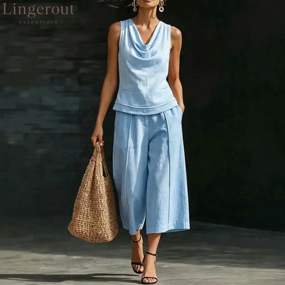 Linen 2-Piece Sleeveless Outfit
