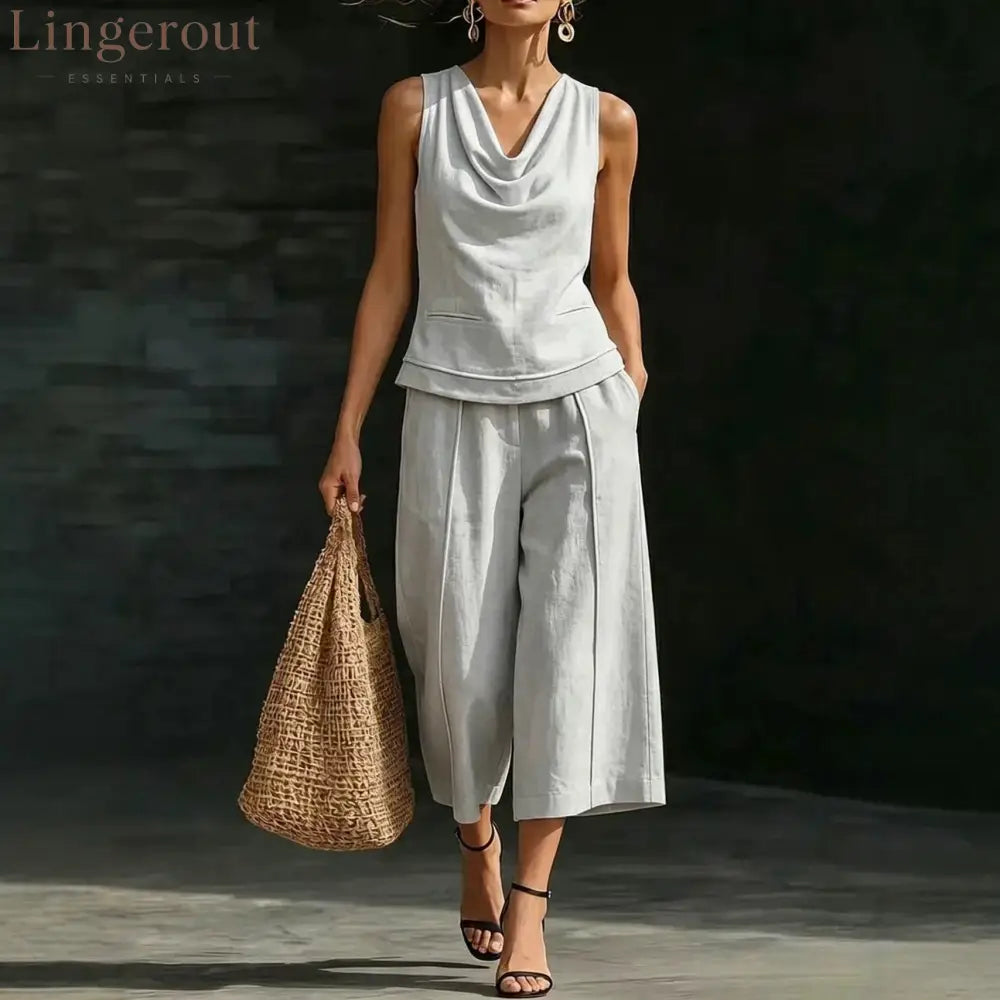 Linen 2-Piece Sleeveless Outfit