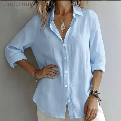 Linen Blend Button Front Casual Shirt