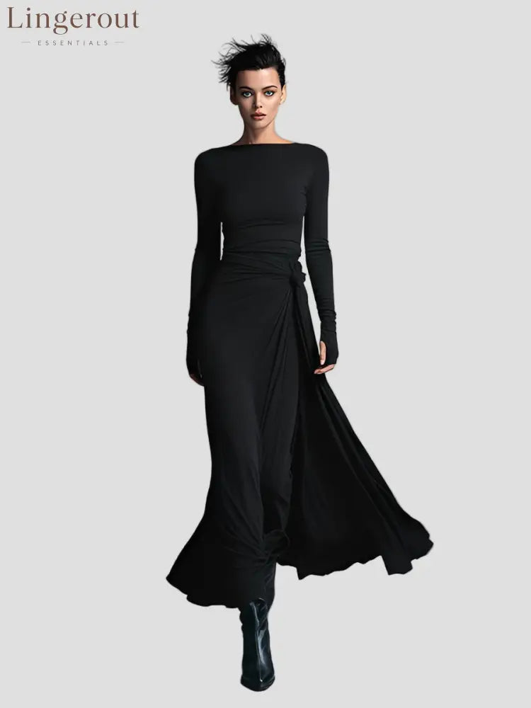 Liora Wrap Maxi Dress - Black / S